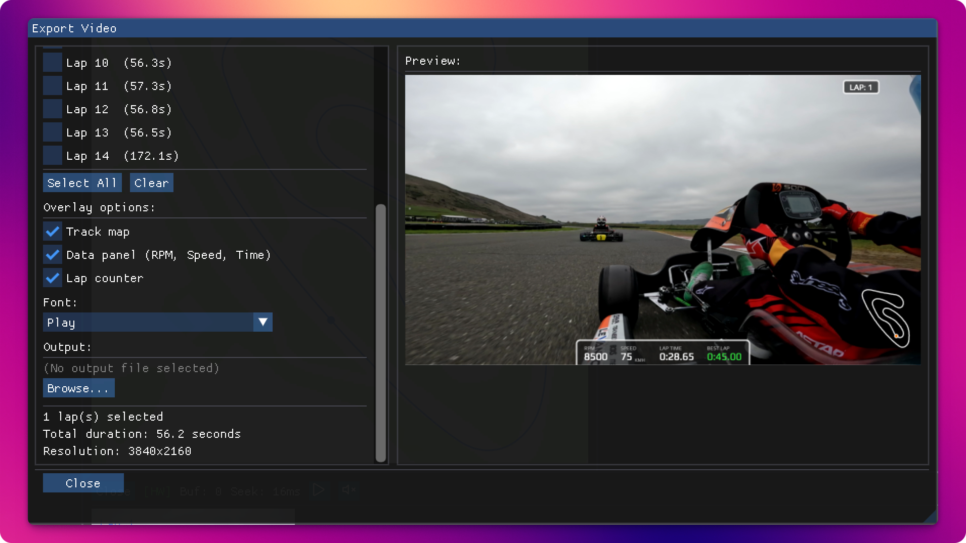 Video export with telemetry overlay